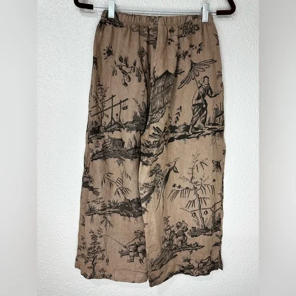 Kleen Women’s Pants Linen Crop Wide Leg Black Pull On Pockets Size S NWT - Picture 5 of 11